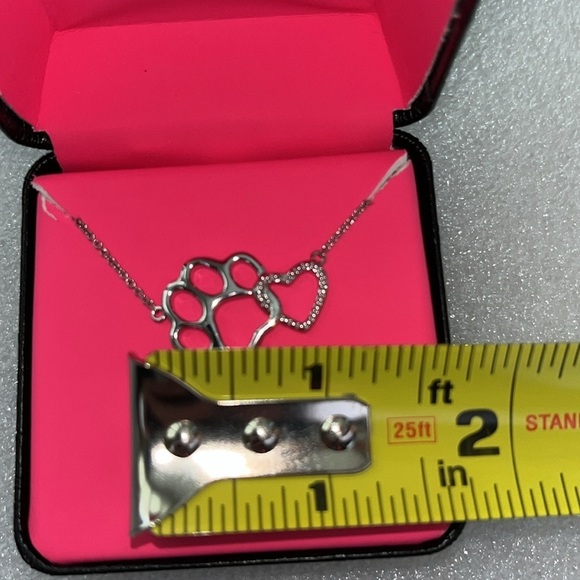🆕Gianni Argento Accent Paw and Heart Pendant Necklace Diamond Accents Silver 18” - Picture 5 of 5